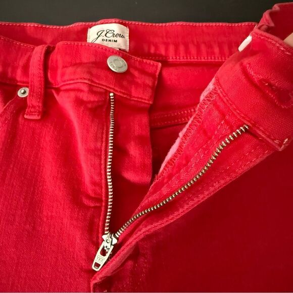 J Crew 10" High Rise Toothpick Skinny Jeans Womens Sz 28 Red Festival Edgy - Picture 7 of 13